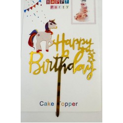Топпер "Happy birthday” Единорожка №9, акриловый пластик, 110*160