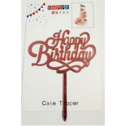 Топпер "Happy birthday” №454 рожевий, акриловий пластик, 110*160