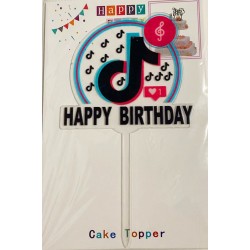 Топпер "Happy birthday” TikTok #3 прозрачный, акриловый пластик, 110*160