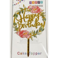 Топпер "Happy birthday” квітковий №15, акриловий пластик, 110*170 Топпер "Happy birthday” квітковий №15, акриловий пластик, 110*170
