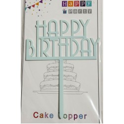 Топпер "Happy birthday” блакитний №161, акриловий пластик, 110*160