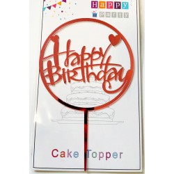 Топпер "Happy birthday” рожевий сердечки №164, акриловий пластик, 110*160