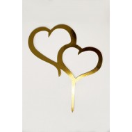 Топпер "Два серця” золото/срібло, картон, 140*170