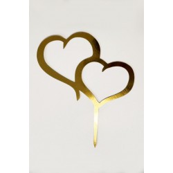 Топпер "Два серця” золото/срібло, картон, 140*170