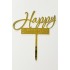 Топпер "Happy birthday” з золотого акрилу 2 мм, 120*130