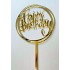 Топпер акриловий золотий "Happy birthday”, Ø100 мм