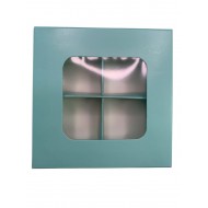 Коробка для 4 конфет с бортиком с защитным лаком, цвет мяты, 110*110*30