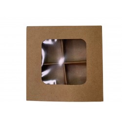 Коробка для 4 цукерок з бортиком, з крафт-картону, 110*110*30