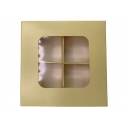 Коробка для 4 цукерок з бортиком, з захисним лаком, жовта, 110*110*30