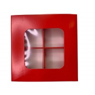 Коробка для 4 цукерок з бортиком, з захисним лаком, червона, 110*110*30