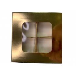 Коробка для 4 цукерок з бортиком, з золотою ламінацією, 110*110*30