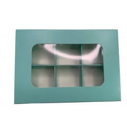 Коробка для 6 конфет с бортиком с защитным лаком, цвета мяты, 151*108*30