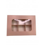 Коробка для 6 конфет с бортиком с защитным лаком, цвета пудры, 151*108*30