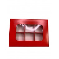 Коробка для 6 цукерок з бортиком з захисним лаком, червона, 151*108*30