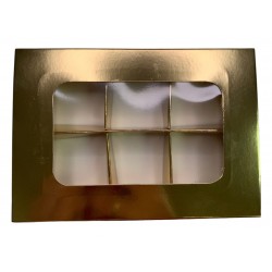 Коробка для 6 цукерок з бортиком з золотою ламінацією, 151*108*30
