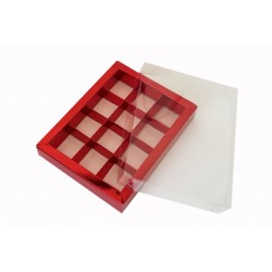 Коробка для 12 конфет с бортиком красная, 195*150*30