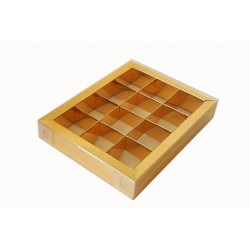 Коробка для 12 конфет с бортиком с золотой ламинацией, 195*150*30