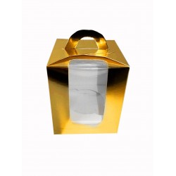 Коробка на 1 капкейк золота з віконцем, 110*90*90