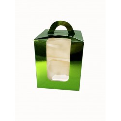 Коробка на 1 капкейк зелена з віконцем, 110*90*90