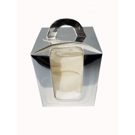 Коробка на 1 капкейк срібло з віконцем, 110*90*90