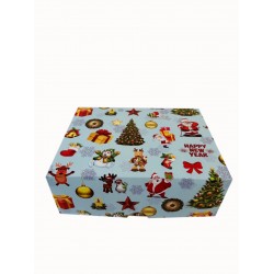 Коробка "Новорічна" блакитна без вікна, 240*180*90