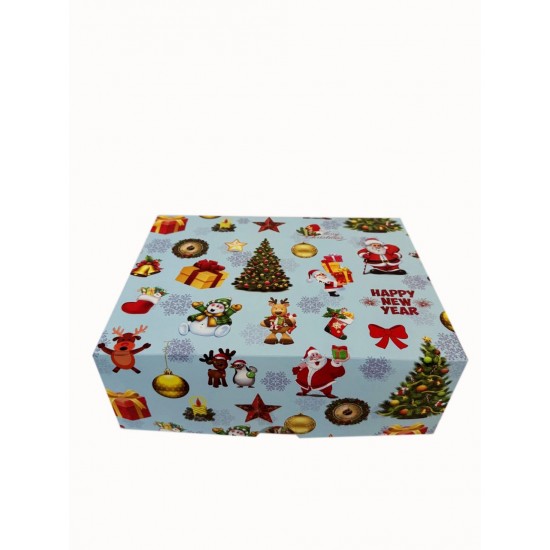 Коробка "Новорічна" блакитна без вікна, 240*180*90