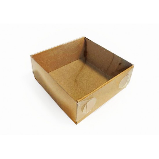 Коробка для пряників, сувенірів, мила з прозорою кришкою, крафт, 70*70*30