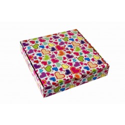 Картонна коробка для пряників, сувенірів, біжутерії "Love" сердечки, 150*150*30мм