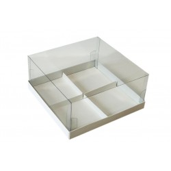 Коробка "Акваріум" біла з ложементом для  мусових тістечок на 4 шт., 170*170*80