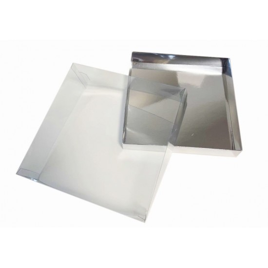 Коробка "Акваріум" срібло, 200*200*50мм