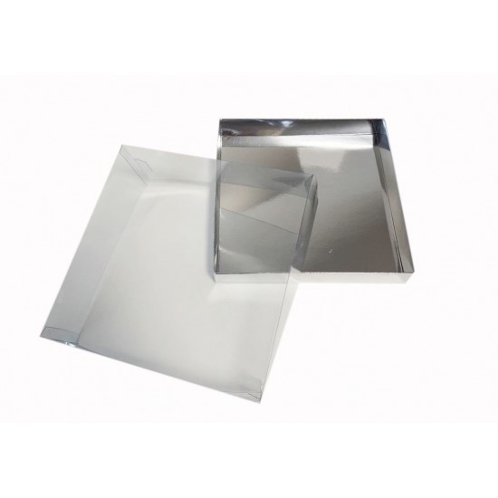 Коробка "Акваріум" срібло, 200*200*70мм