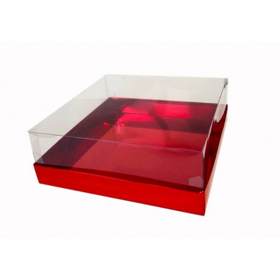 Коробка "Акваріум" для калача червона, 250*250*70мм