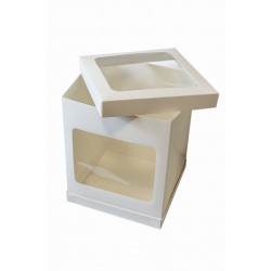 Коробка для торта с окном и прозрачной крышкой из трех частей, 250*250*300
