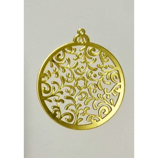 Золота акрилова прикраса на ялинку "Золоті візерунки", 80*70мм