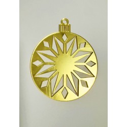 Золота акрилова прикраса на ялинку "Сніжинка 8", 80*70мм