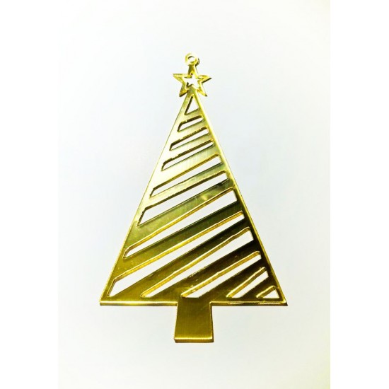 Золота акрилова прикраса на ялинку "Ялинка 2", 100*70мм