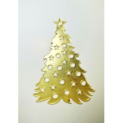 Золота акрилова прикраса на ялинку "Ялинка 4", 100*70мм