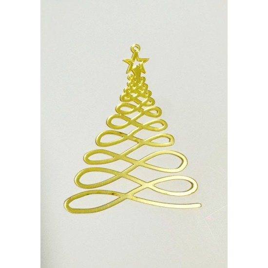 Золота акрилова прикраса на ялинку "Ялинка 5", 100*70мм